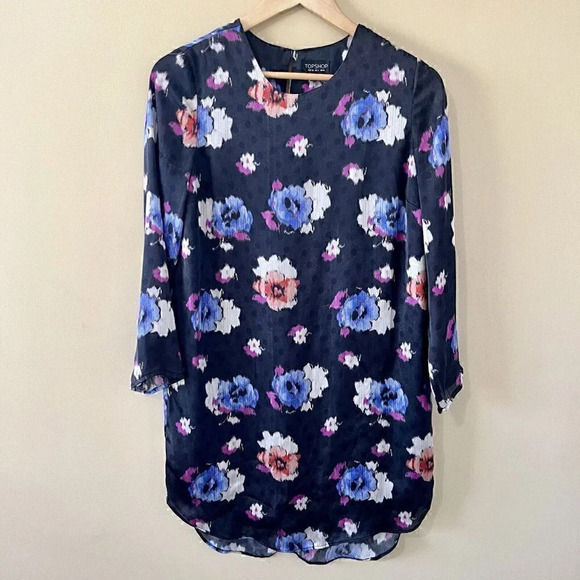 Topshop Dresses & Skirts - •SOLD•|Topshop| Floral Overlay Sheath Dress -High/Low Hem US4/EUR36/UK8 -VG